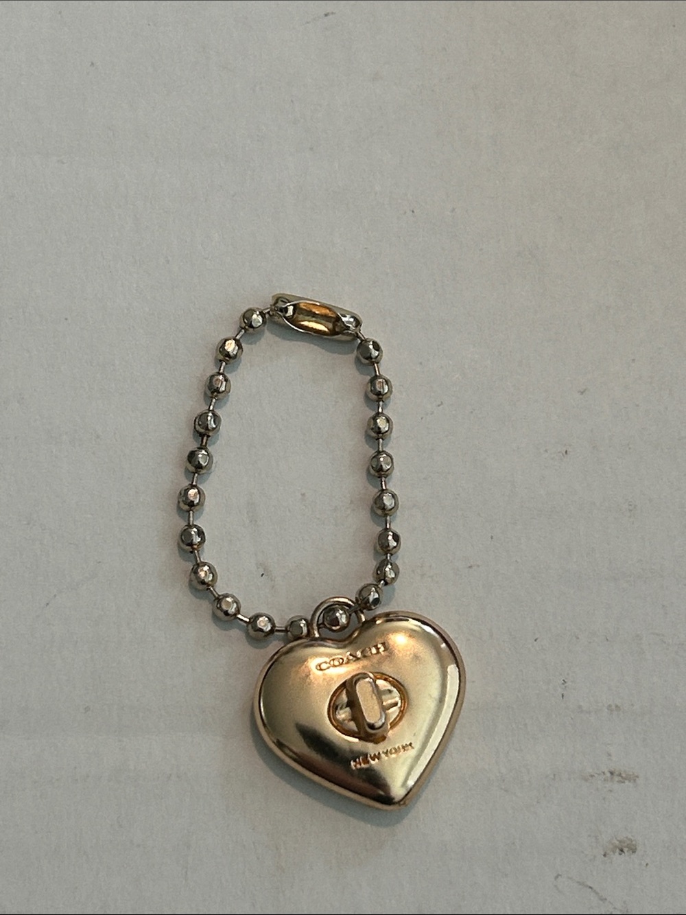 Coach gold Heart Padlock Pendant bag charm